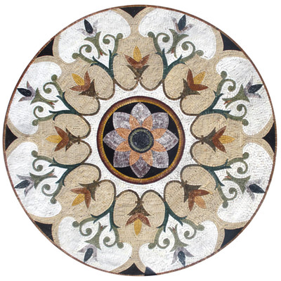 Artisanal Elegance - 36-Inch Handmade Pattern Mosaic Medallion - Natural Marble