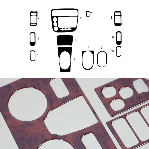 Innenraum Dekor Cockpit FüR Honda Civic 2000-2005 Wurzelholz Optik 12Tlg-image