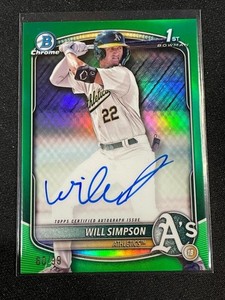 Will Simpson 2025 Bowman Chrome 1st Prospect Auto Rookie CPA-WSI Green 60/99