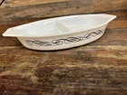 Pyrex Divided Serving Dish 1.5 Quart Black Scroll Vintage