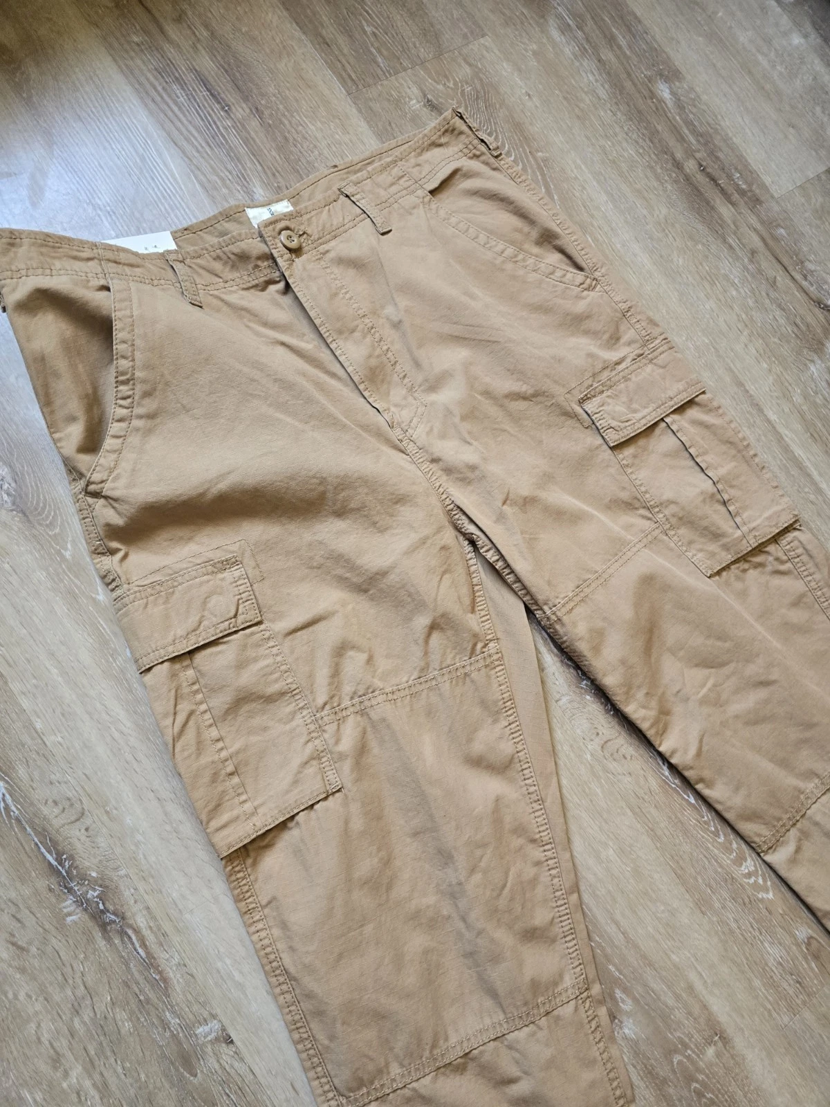 ​Mutual Weave Mens Cargo Pants 36x34 Relaxed Taper English Brown Cotton Utility