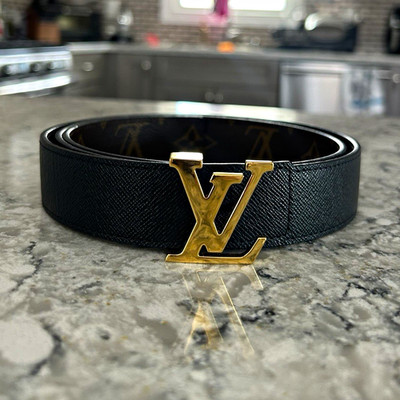 Louis Vuitton Reversible Monogram Belt Black/Brown gold Logo Buckle Size 95/38