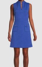 Tommy Hilfiger Women's Blue Split neck Sleeveless Pullover Mini Dress Size 12