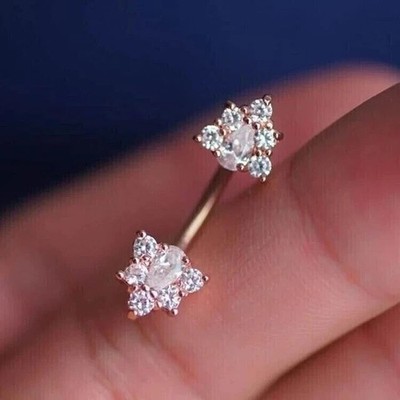 2Ct Pear Cut Simulated Diamond Women Belly Button 14K Rose Gold Plated