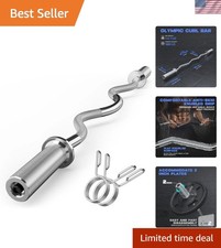 Olympic EZ Curl Barbell Bar, 47" EZ Curl Bar for Weight Lifting, Biceps, tric...