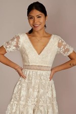 DB Studio Little White Dress Women’s Bridal Sz 4 Boho Wedding Party Sexy Feminie