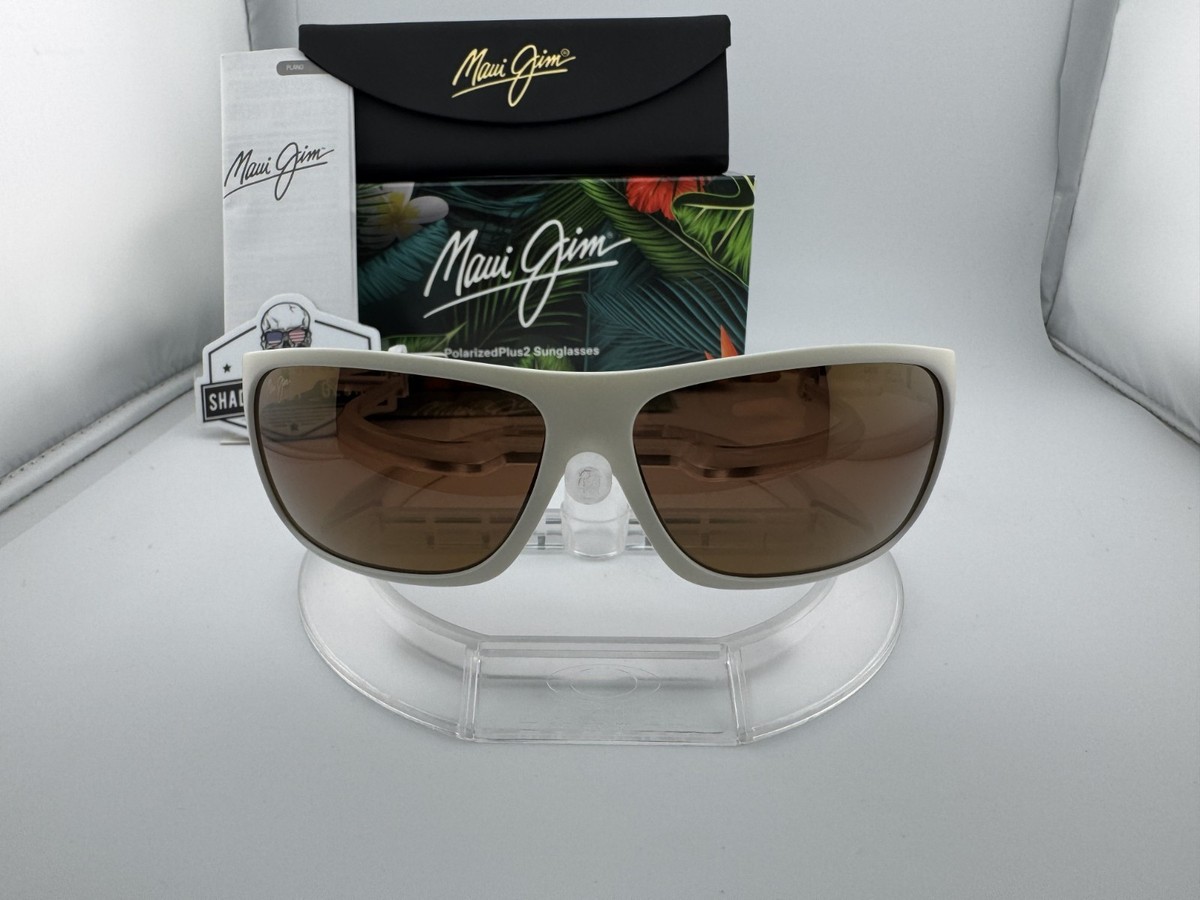 MAUI JIM ISLAND TIME MJ 237-05M MATTE WHITE HCL BRONZE POLARIZED