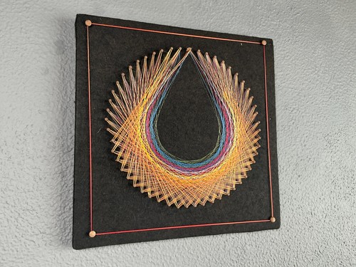 Mid Century Modern Geometric Crescent String Art Wall Plaque - 18x18