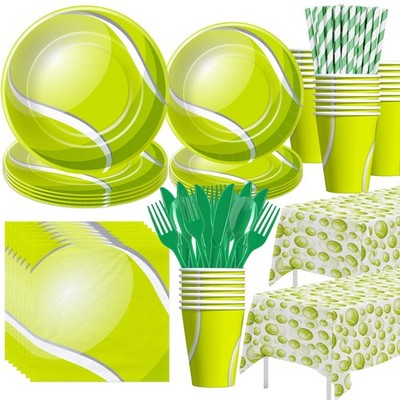 Tennis Party Decorations Tableware for Birthday Baby Shower, Sports Ball Them...