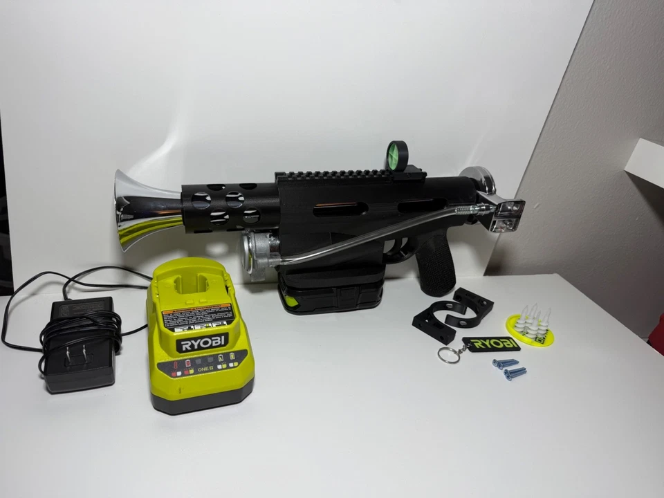 Carbon Fiber Air Horn Gun LOUDEST HORN! With Battery + Charger + extras (Chrome) - Image 2 of 4