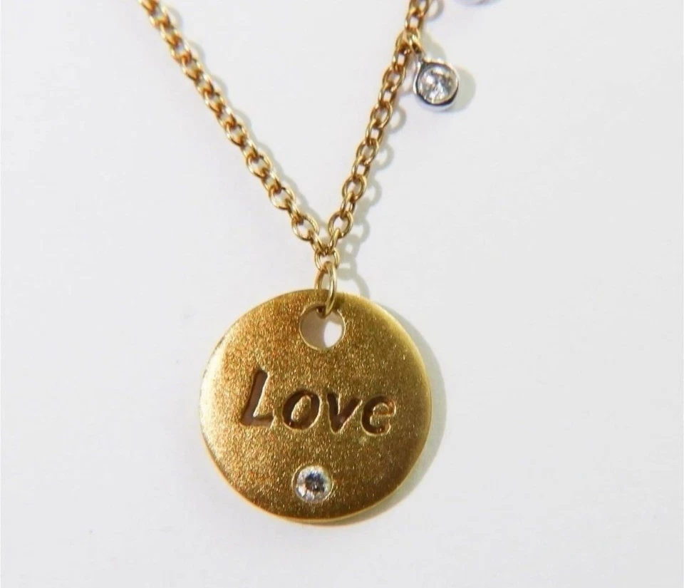 Meira T 14K Yellow Gold Love Necklace With Diamond Accent And 4 White Sapphires - Image 3 of 4