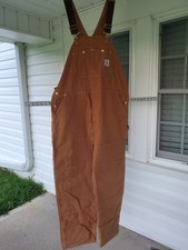 Vintage Carhartt Men's Bib 6FB 44x32 Canvas Overalls Carpenter 1992 USA R01