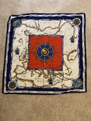 Princess Cruises Vintage Nautical Map Pattern Women's Scarf - 30''x30''