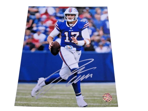 JOSH ALLEN Hand Signed 8x10 Photo BILLS QB #17  w/COA (SS)