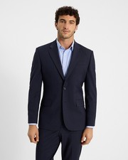 NEW EXPRESS 298 NAVY CLASSIC WOOL BLEND WASHABLE MODERN TECH SUIT JACKET SZ 36S