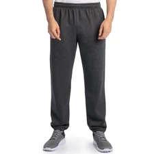 Fruit Of The Loom Mens Fleece Sweatpants with Pockets, Black Heather, Large