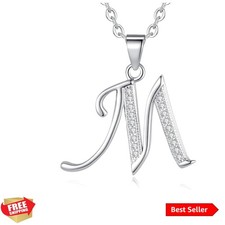 Initial Necklace for Women Letter pendant Necklace A to Z with Cubic Zirconia...