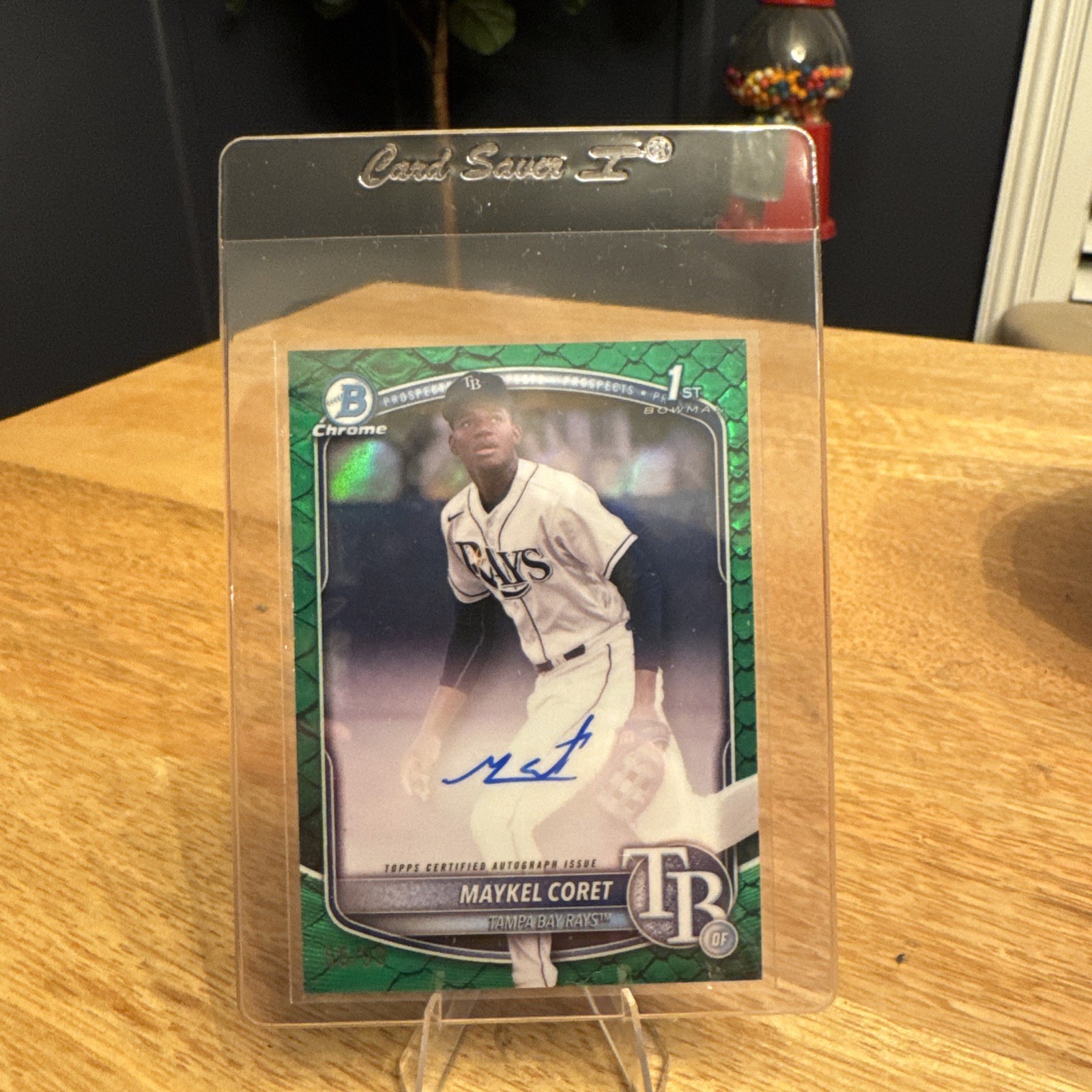 2025 Bowman Chrome Maykel Coret Auto Reptilian Green Refractor 1st Prospect #/99