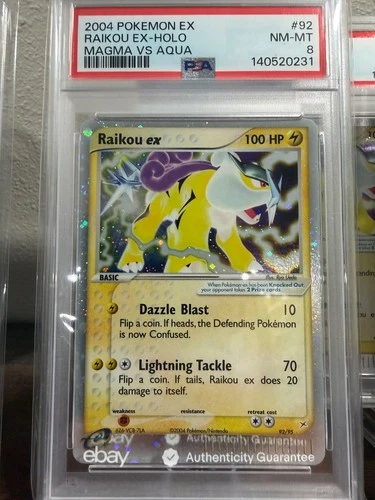 2004 Pokemon EX Team Magma vs Aqua Raikou #92/95 PSA 8