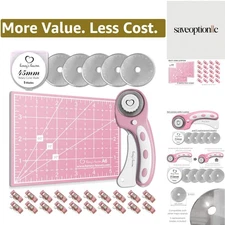 Rotary Cutter Set - Quilting Kit incl. 45mm Fabric Cutter, 5 Replacement Blad...