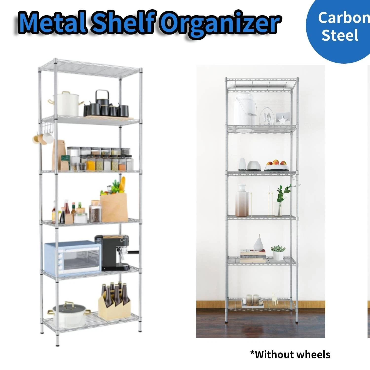 Sturdy Metal Shelves for Home&Kitchen Adjuastbel Shelf Storage Organizer Rack🏠