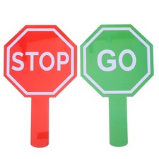 2Pcs Handheld Stop And Go Signs Double-Sided Waterproof Traffic Paddle