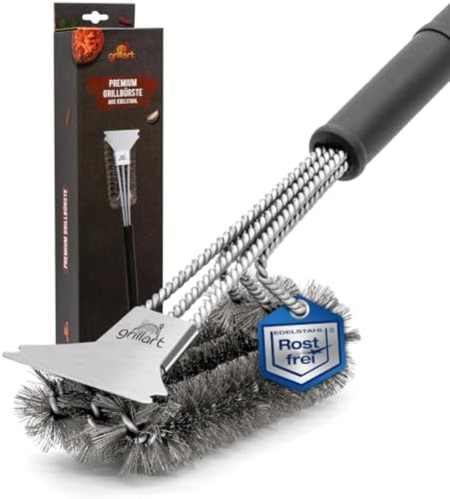 Spazzola 3 in 1 con raschietto, setole triple, acciaio inox, 5 volte piÄ‚Ä… velo