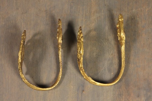 Antique French Gilt Bronze Curtain Tiebacks Wall Hooks Pair Louis XV Style 1800s - Picture 8 of 10