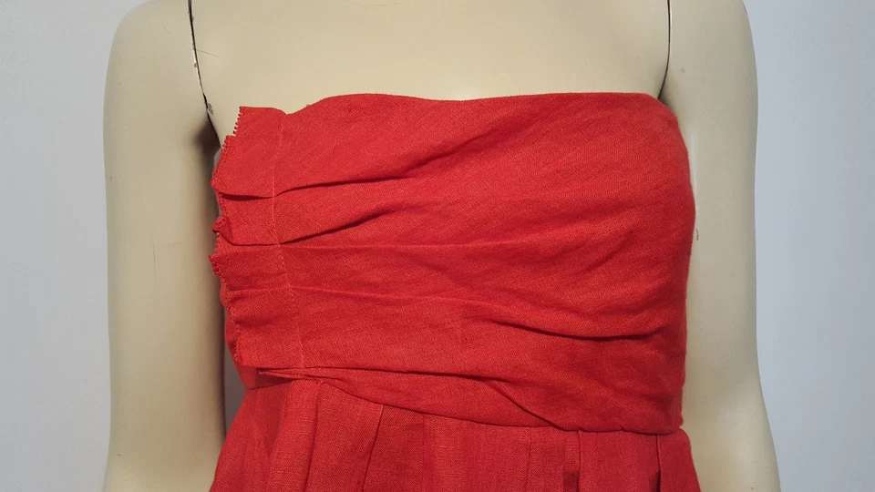 Vestido Vera Wang Lavanda Etiqueta Naranja Quemado Lino Sin Tirantes Talla S Sujetador Incorporado Foto 3 de 4