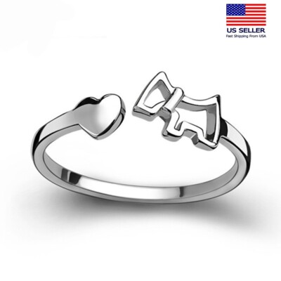 Fashion Women 925 Sterling Silver Ring Cute 3D Pony Love Heart Gift 1842