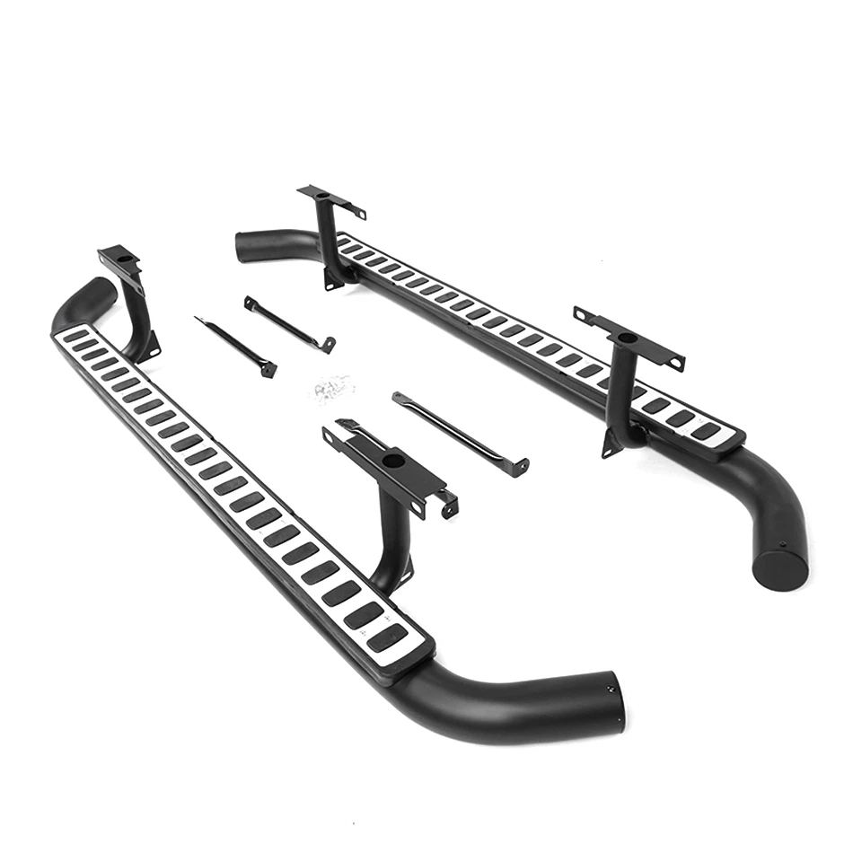 Side Steps For Land Rover Defender 110 Tubular Black/silver Fire&ice Style 2003+ - Image 3 of 4