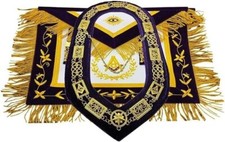 Masonic Regalia Grand Lodge Master Mason Purple Handmade Apron with chain collar