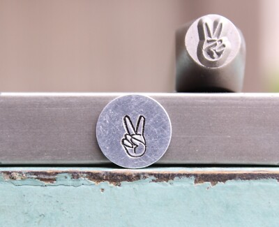 SUPPLY GUY 7mm Two Finger Peace Symbol Metal Punch Design Stamp SGCH-548