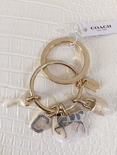 COACH Iconic Key Fob Ring Chain You Pick Letters or Horse with BOX Authentic New