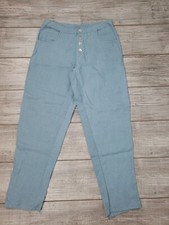 EUC GODDESS GEAR Organic Linen Pants Blue Lagenlook Boho Made in the USA size L