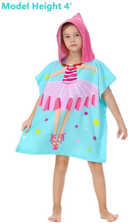 Hooded Beach Towel for Kids, Toddlers Bath / Pool / Swim Poncho Cover (FIT1-6Y) - Image 2 of 4