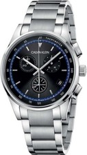 New Swiss Made CALVIN KLEIN Completion Chronograph Quartz Black Dial Men's Watch