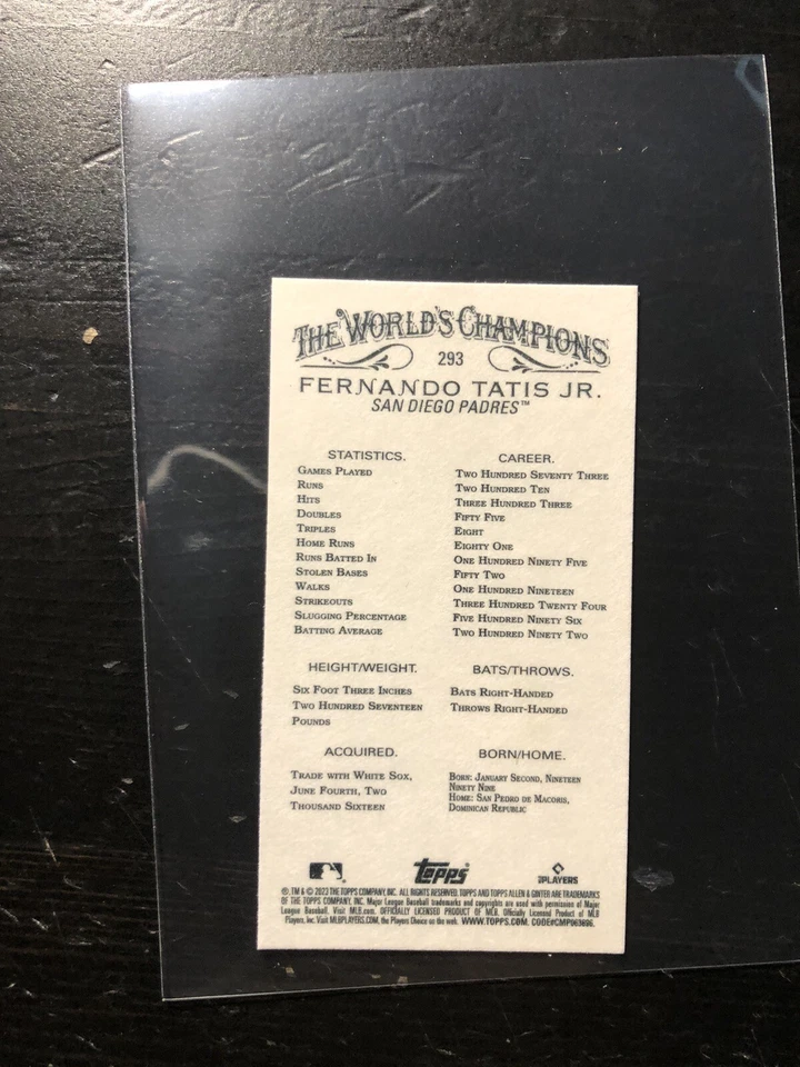 Fernando Tatis Jr. 2023 Allen & Ginter X Mini San Diego Padres #293 Card PWE - Image 2 of 2