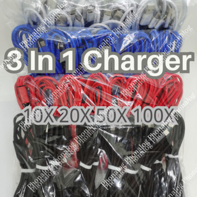 Wholesale 3A Fast Charging Cable 3 in 1 Charger Cord For iPhone USB-C Micro USB
