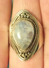 Rainbow Moonstone Sterling Silver Ring sz.7