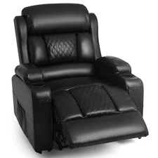 Black Recliner Massage Chair Sofa Heat Home Theater Seating with RC