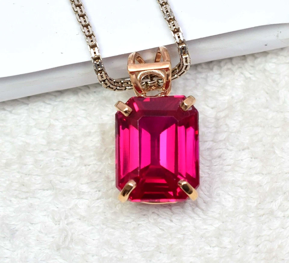 Natürlich Rot Rubin 925 Sterling Silber Anhänger 18 X 14 MM Smaragd Zertifikat - Bild 3 von 4