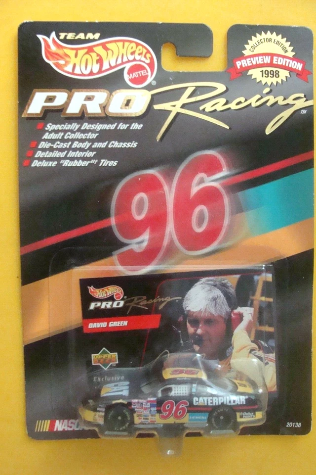 HOT WHEELS 1:64 Diecast Car #96 DAVID GREEN Cat Chevy 1998 Preview Edition - Image 4 of 4
