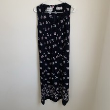 KARIN STEVENS Vintage Rayon Prairie Midi Dress Size 10 Sleeveless Cottagecore