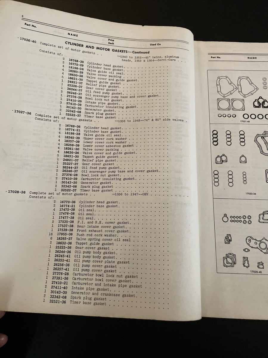 i ページ 1954 Harley Davidson Spare Parts Book knucklehead 45