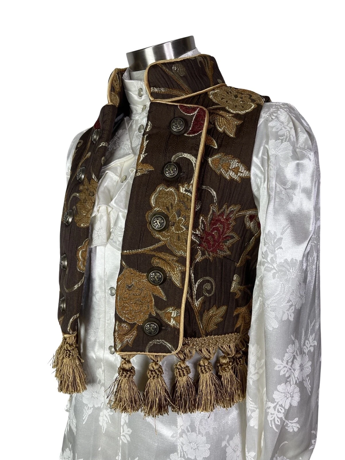Shrine Steampunk Gothic Gypsy Brown Floral Vampire Matador Toreador Paisley Vest