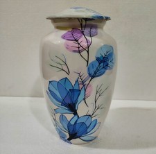 Blue Cool Flower Urn for Human Adult Ashes Urns in Velvet Bag 10" Keepsake us