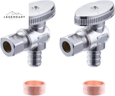 2 Pack Premium Lead-Free Brass 1/2 Inch Pex X 1/4 Inch OD Compression Quarter Tu