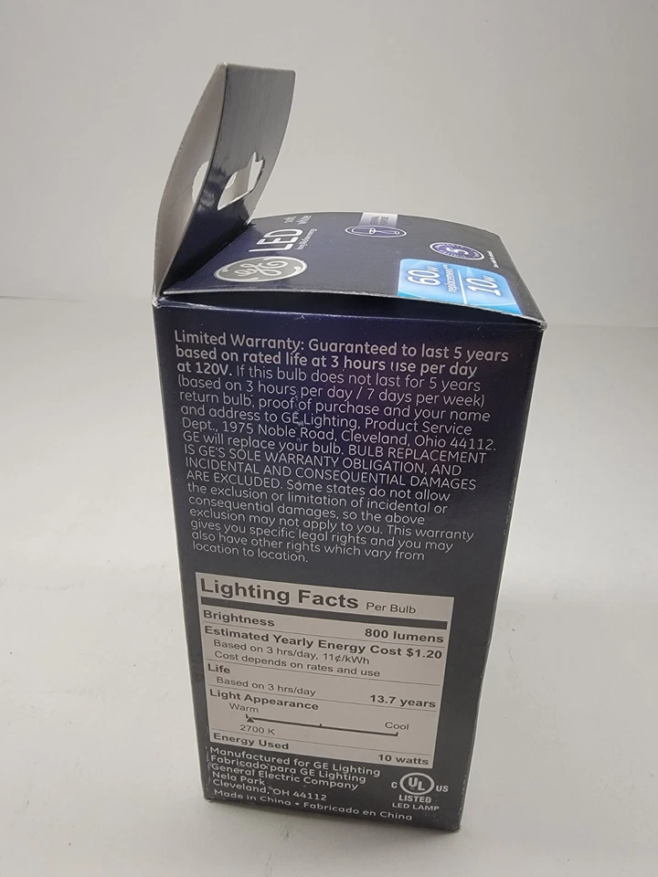GE A19 LED Dimmable 800 Lumens 60 Watt Replacement 10 Watt Plug-In GU24 Base New - Image 2 of 2