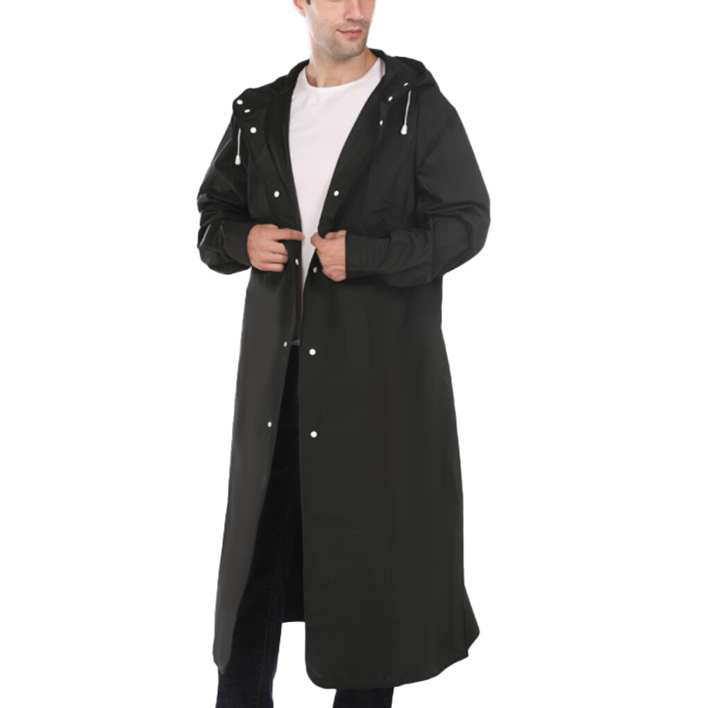 Women Men Front Button Rain Coat Rainwear Hiking Foldable Raincoat